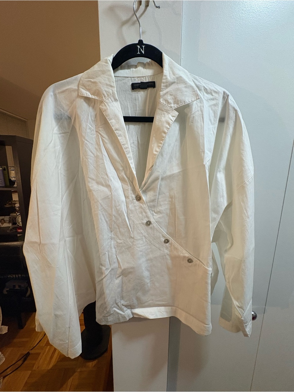 Asymmetrical White Button Blouse